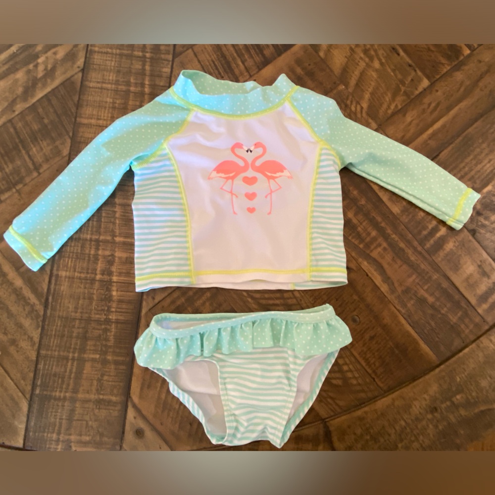 Baby Girl Flamingo 2-piece Rash guard Swimsuit